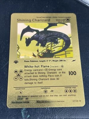 Shining Charizard 107/105 Gold Foil Pokemon Card 1st Edition 2000 - Image 1 of 4