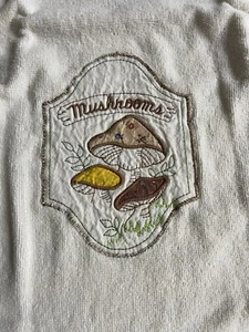 Vintage 70s  Retro Mushroom Hand Kitchen Tea Towel Dish Fringe - Picture 1 of 6