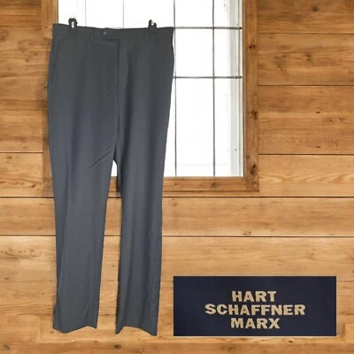 Pantalones de vestir Hart Schaffner Marx pantalones para hombre 32X32 gris liso lana frente plano Foto 1 de 4