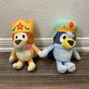 Lot of 2 - Princess Bluey and Queen Bingo 8" Royalty Plush Set  - Picture 1 of 6