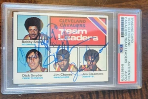 1975-76 TOPPS CAVALIERS TEAM LEADERS CARD QUAD SIGNED BY ALL 4 SMITH 120 PSA DNA - Picture 1 of 1