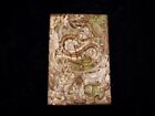 Old Nephrite Jade Stone Carved 2-Side LARGE Pendant Dragons & Warriors #04152307