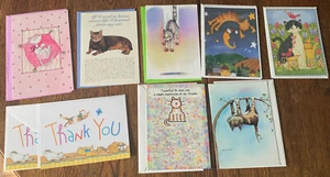 New Funny Cute 9 Variety Cards Kitty CAT Note Greetings Envelopes - Picture 1 of 12