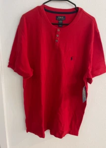 Polo Ralph Lauren Waffle Knit Shirt Red Men Sleep Lounge XL Comfort Cotton NWT - Picture 1 of 3