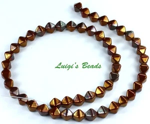 50 Luster Opaque Red-Bronze Czech Glass Bicone Beads 6mm - Picture 1 of 2