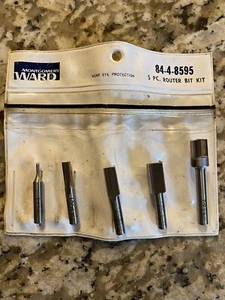 Montgomery Wards  5 PC. Router Bit Kit (3)Straight, (1) Mortising, (1) Veining - Picture 1 of 3