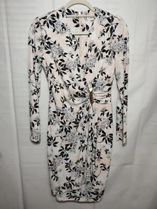 Calvin Klein Women's Multicolor Floral Faux Wrap Metal Accent Dress Size 4 - Picture 1 of 8