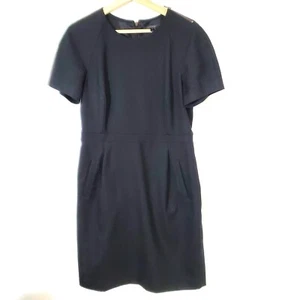 J Crew schwarz 100 % Wolle Kleid kurze Ärmel Reißverschluss Schulter minimalistisch Business 10 - Bild 1 von 8