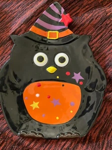 Oneida Frightful Treats Halloween Espeluznante Búho Snack Plato de Postre 9"" x 7"" Nuevo - Imagen 1 de 2