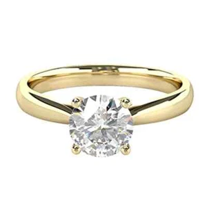 2.00 Ct Round Cut GRA Moissanite Engagement Ring 14k Solid Yellow Gold Silver - Picture 1 of 5