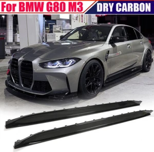 DRY CARBON Side Skirt Extension Lip Panel For BMW 3 Series G80 M3 Sedan 2021-24 - Foto 1 di 12