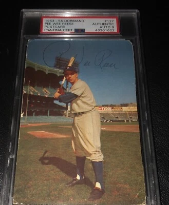 1953 Dormand Postcard Pee Wee Reese Signed PSA MINT 9 Autographed Dodgers Rare - Image 1 of 2
