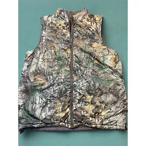 Realtree Reversible Puffer Vest Camo Camouflage Brown Full Zip Sz 2XL Outdoors - Picture 1 of 6