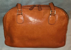 Bolso de hombro Brahmin de cuero color coñac con doble asa / Cartera con cremallera superior - Imagen 1 de 24