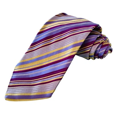 Corbata de seda Duchamp London púrpura dorado a rayas nueva con etiquetas $130 Foto 1 de 4