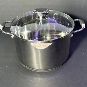 Wolfgang Puck Collection 7Qt Stainless Steel Stock Pot 022020 wGlass Lid 10x6in - Picture 1 of 7