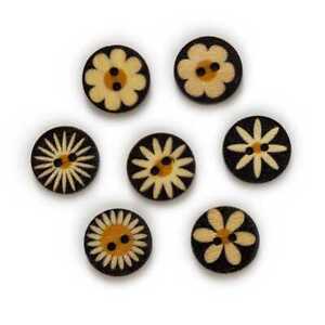 50pcs Flower Series Wood Buttons Sewing Scrapbooking Clothing Craft Making Decor