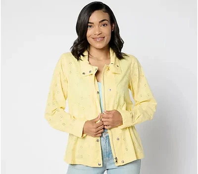 Chaqueta Anorak Dennis Basso Algodón Ojales-Amarillo Sol-Grande-NUEVA-A650071 Foto 1 de 2