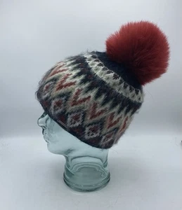PrAna Damen Beanie Kunstfell Bommel warm Wintermütze Ski Schnee Fleece gefüttert - Bild 1 von 7