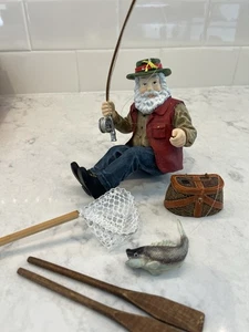 Angeln Weihnachtsmann Figur mit Angelausrüstung Regal Sitter - Bild 1 von 7