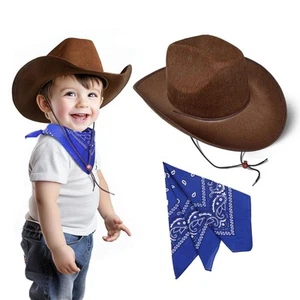 Toddler Cowboy Hat and Blue Bandana for Age 2-5 (Brown) - Picture 1 of 7