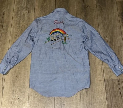 Vintage JC Penney Big Mac Shirt Womens Medium Blue Embroidered Cactus Wagon P461 - Image 1 of 4