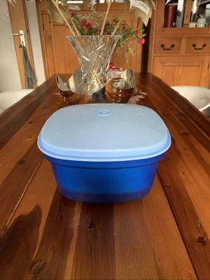 Tupperware Thermo Duo Reiskocher 3L,3er Schüssel /Deckel/Sieb,Blau,Ø24x13H - Bild 1 von 4