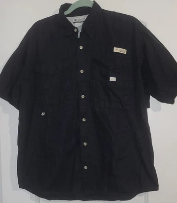 Columbia PFG Negro Rendimiento Equipo de Pesca Ropa Deportiva Camisa Para Hombres Talla M Mediana Foto 1 de 4