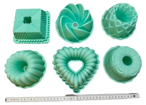 Baking Boutique Silikon Backformen Mini Herz Gugelhupf 6 Stück Mint - Bild 1 von 3