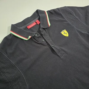 Scuderia Ferrari Mens Polo Short Sleeve Shirt XL Black Official - Picture 1 of 9