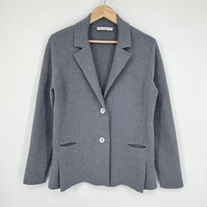 Suéter Blazer RAFFI 100% Cachemira Cárdigan Tejido Chaqueta Gris $360, Talla Grande - Imagen 1 de 10