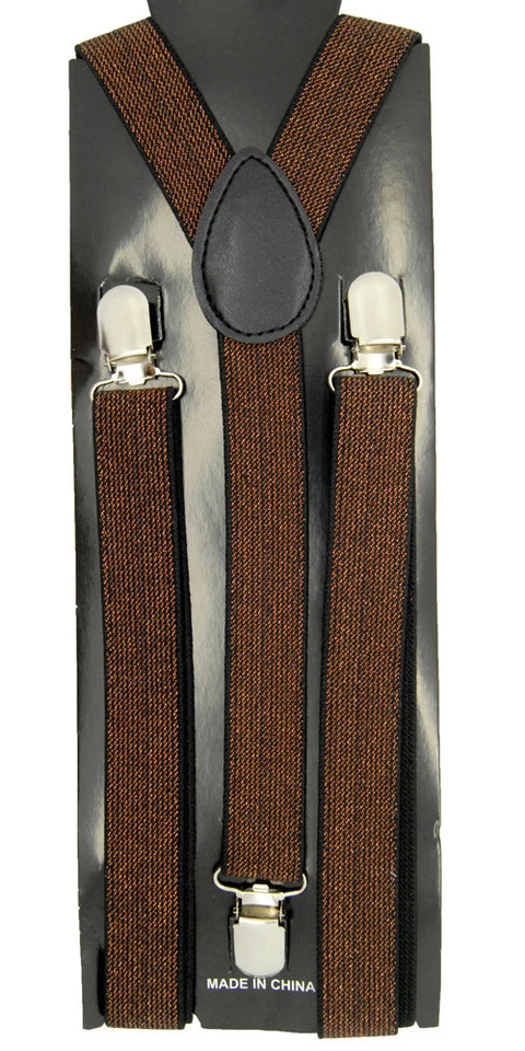 Unisex Clip-on Braces Elastic Brown "Glitters" Y-Back Adjustable Suspender  - Image 1 of 1