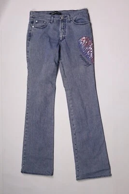 WMN VERSACE Light Washed Sequine Heart Denim  W28 / IT42 - Изображение 1 из 4