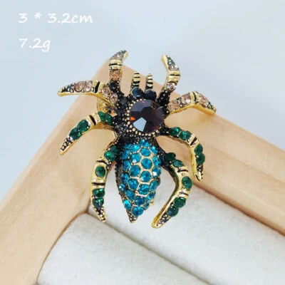 Broche exagerado vintage de lujo araña cristal ropa clásico insecto pin Foto 1 de 4