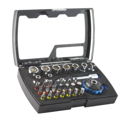 TRAX ARX-932032 Palm Ratchet Socket & Bit Set 1/4″ – 32Pc Compact Kit - image 1 of 4