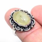 Anniversary Gift For Her Natural Prehnite Statement Ring Size 7 925 Silver