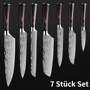 Profi Kochmesser Küchenmesser Set Japanisches Damaskus Edelstahl Scharfe Messer - Bild 1 von 11