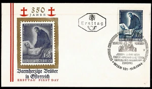 1964 Austria Bothers of Mercy 350th Ann.  Brother & Patient  First Day Cover FDC - Picture 1 of 3