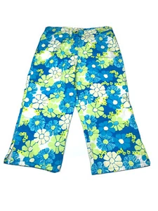 Lilly Pulitzer Girls Blue Green Floral Print Bermuda Shorts Sz 14 VTG - Picture 1 of 10