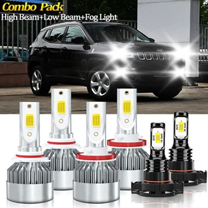 For Jeep Compass 2011-2013 LED Headlight High/Low Beam Fog Light Bulbs 6000K - Foto 1 di 11