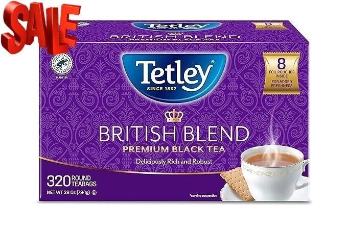 Tetley British Blend Premium té negro, 320 bolsitas de té, certificado Rainforest Alliance Foto 1 de 4