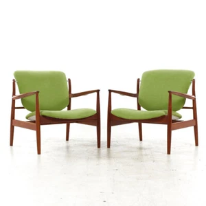 Finn Juhl Mid Century FJ-136 Danish Teak Lounge Chairs - Pair - Picture 1 of 12