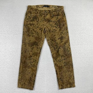 Ralph Lauren Pants Womens 26 Brown Gold Cropped Corduroy Embroidered Casual - Picture 1 of 18