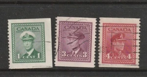 Canadá 1942/8 Esfuerzo de Guerra, Folleto, Imperf x 12, Juego de 4c Usado SG 394/6 - Imagen 1 de 2