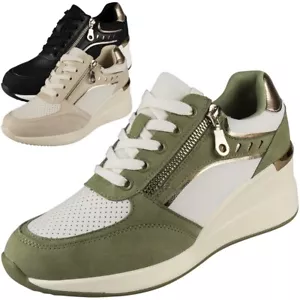 Zapatos de cuña Entrenadores Mujer Tenis Damas Clásicos Con cordones Cómodos Bombas Tallas - Imagen 1 de 49