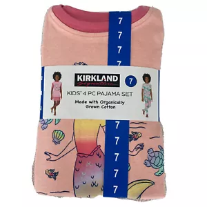 Kirkland Signature Girl’s 4 Pc Pajama Set ,Size 7,Organic Cotton - Picture 1 of 4