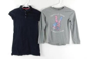 Lot of 2 Girl's Clothes Size Medium 8 Gap Polo Dress Blue Mudd Hippie Long Tee - Picture 1 of 5