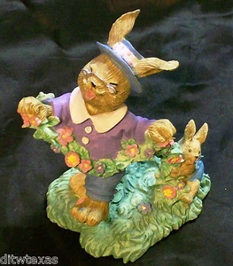 Ceramic Figurines Spring Celebration Bunnies 1995 Mervyn's Rare Home Decorations - Picture 1 of 1