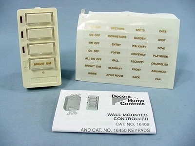 LEVITON Decora 4-Button Face For DHC Scene Controller BRight/Dim Almond 16450-SDA