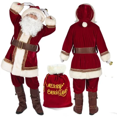 Santa Claus Costume for 10pcs Men Deluxe Professional Santa Suit Adults Set - Image 1 of 4